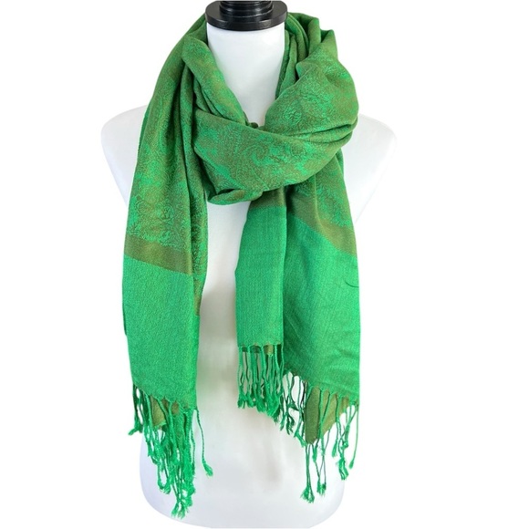 Pashmina-style scarf/wrap in vibrant green 28x70 - Picture 1 of 2